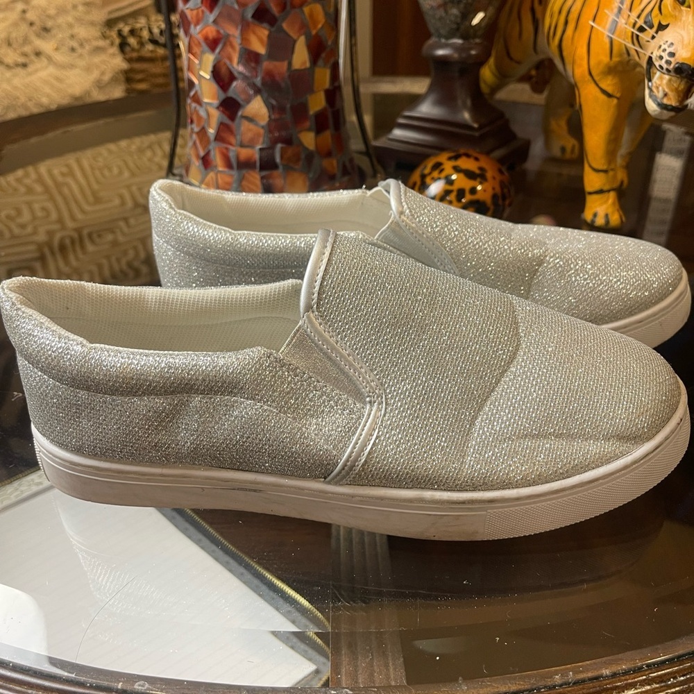 H2K Silver Glitter Sneakers Women's Silver Glitter Slip On Sparkly Tennis Shoes‌ - Picture 7 of 7